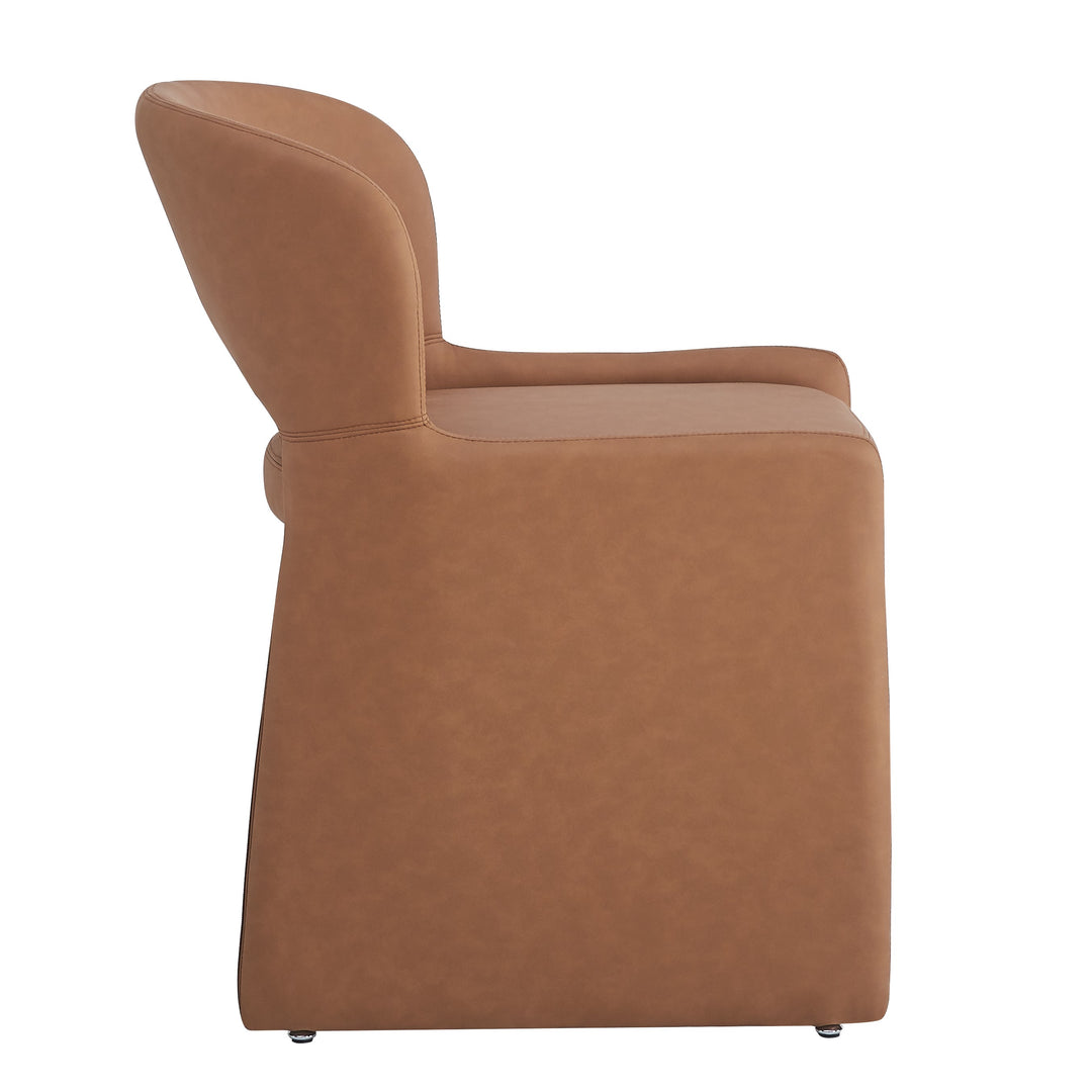 Amelia Dining Chair Tan Leather Look