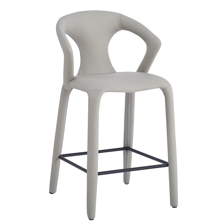 Profile Bar Stool Light Grey/Beige Leather Look