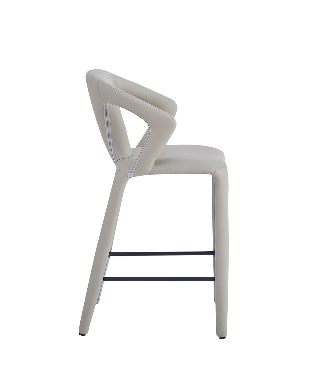 Profile Bar Stool Light Grey/Beige Leather Look