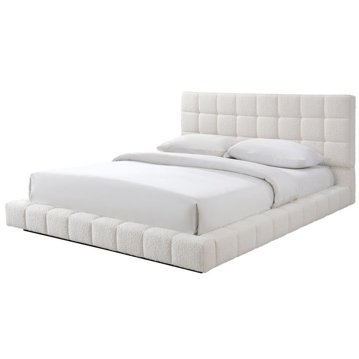 Highlands King Bed White Boucle