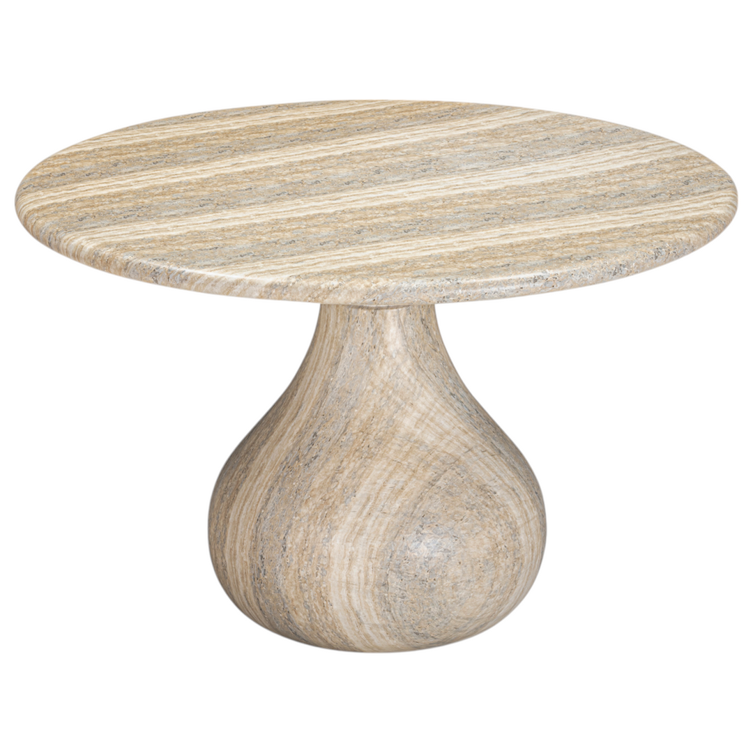 Aqua Round Dining Table Travertine Finish - 1.2m