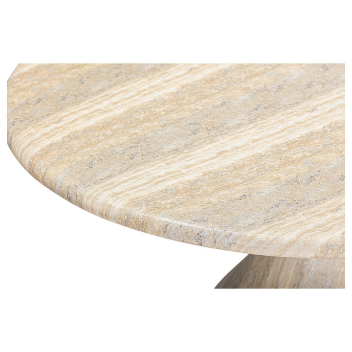 Aqua Round Dining Table Travertine Finish - 1.2m