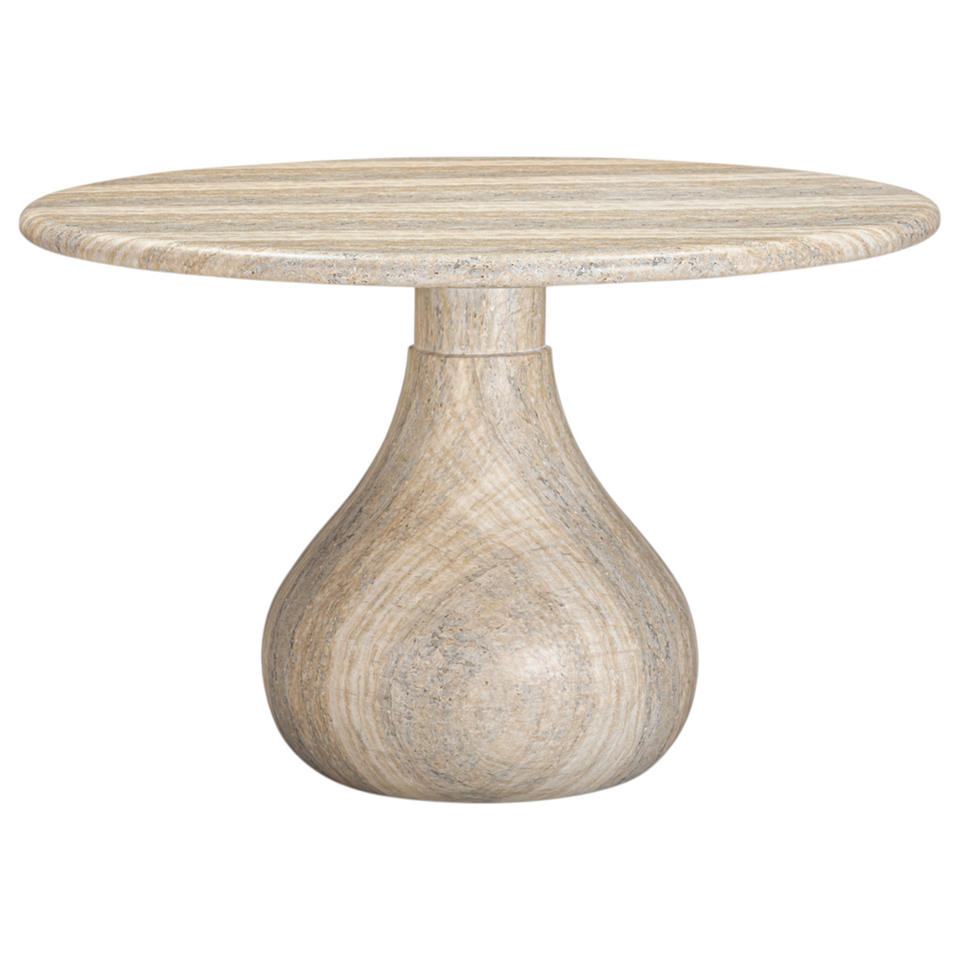 Aqua Round Dining Table Travertine Finish - 1.2m