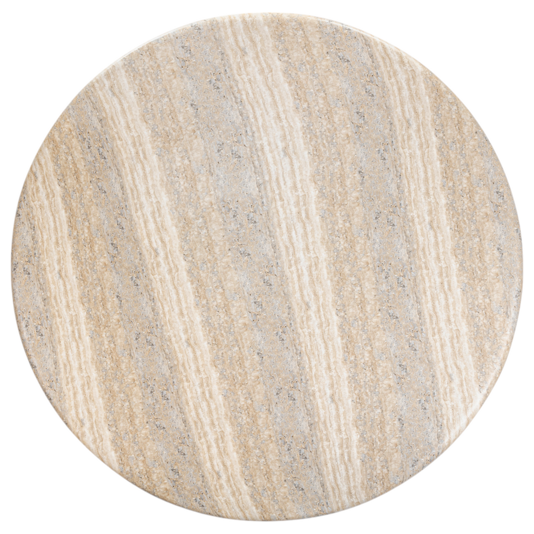 Aqua Round Dining Table Travertine Finish - 1.2m