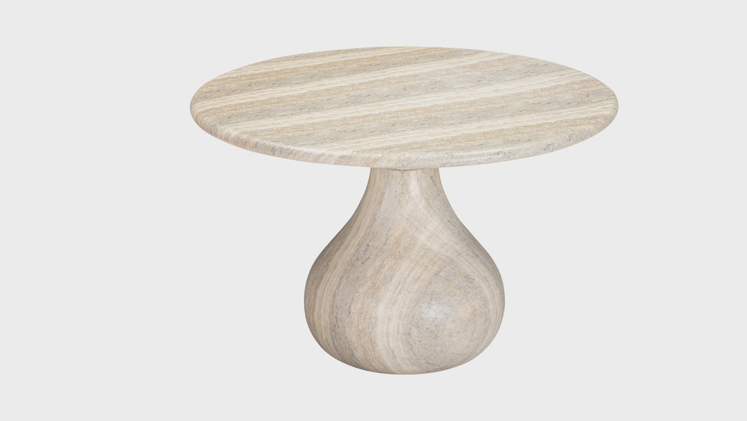 Aqua Round Dining Table Travertine Finish - 1.2m