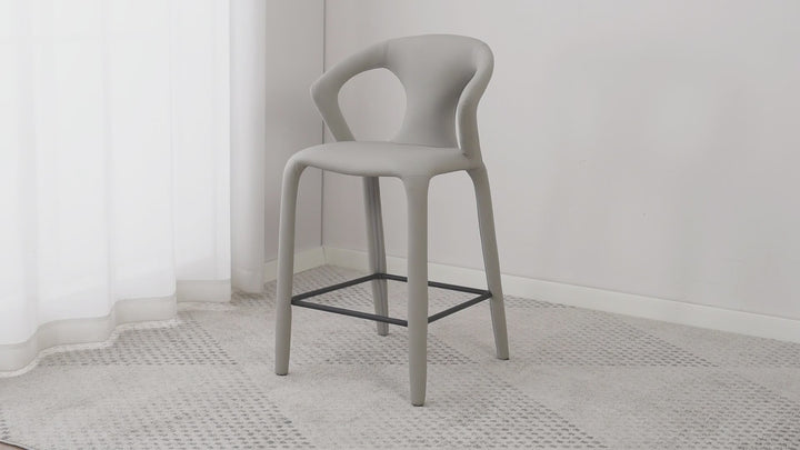 Profile Bar Stool Light Grey/Beige Leather Look