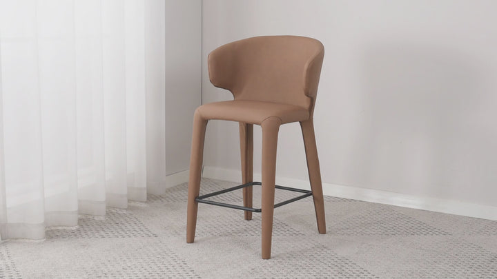 Romano Bar Stool Tan Leather Look