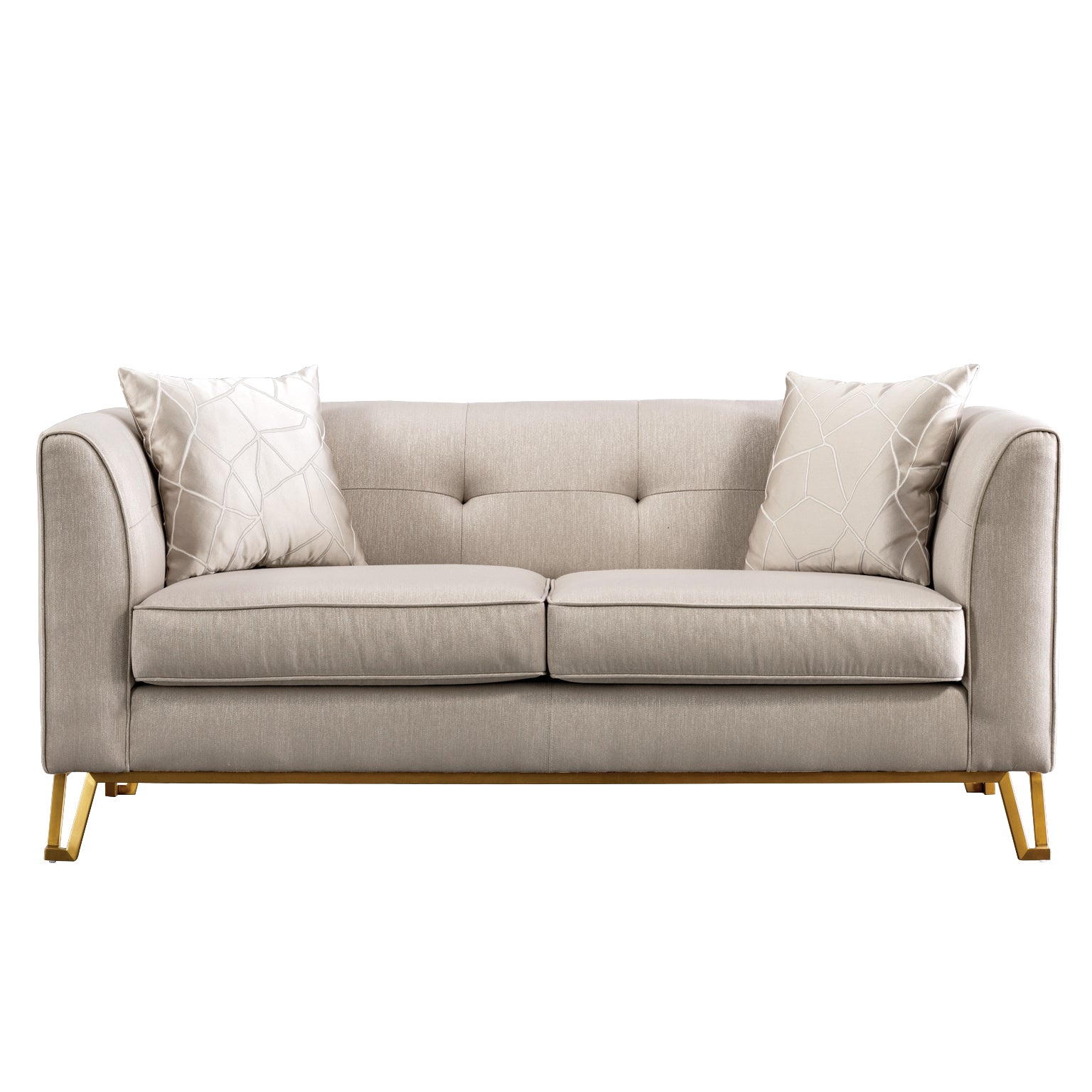 2 Seater Sofa/Lounge/Couch (Beige/Gold Fabric) - Diamanti