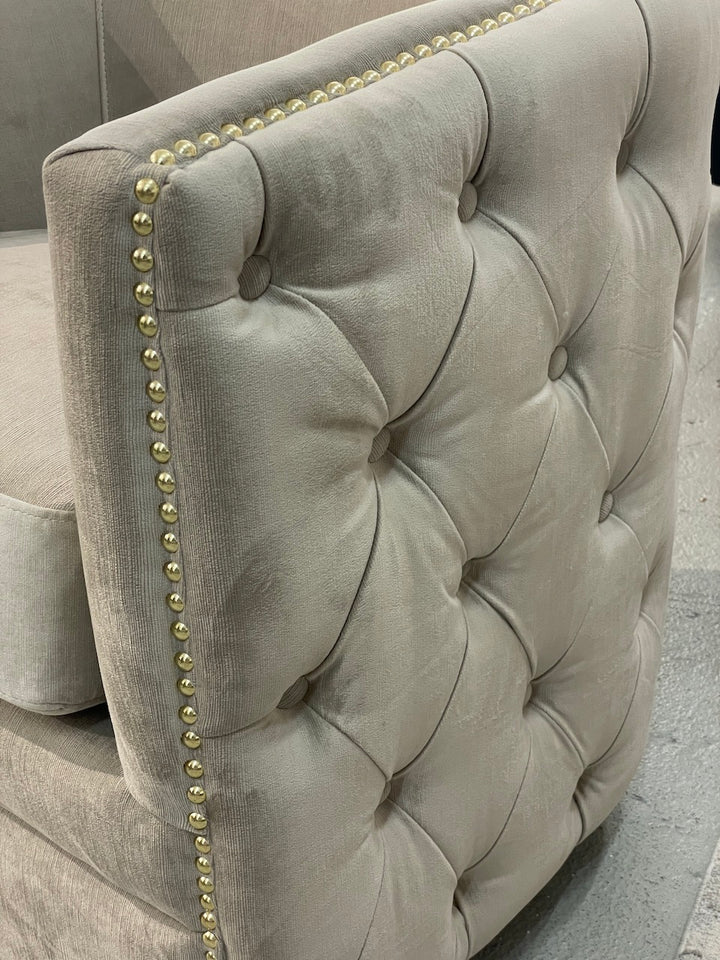 Creed Swivel Chair Creme Velvet - Future Classics Furniture