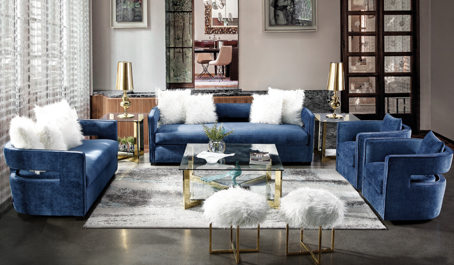 Rhonda Swivel Chair Crushed Blue – Future Classics Furniture