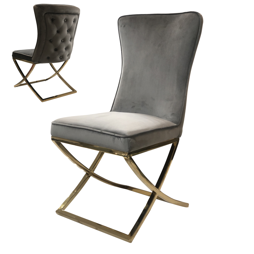 Versailles Chair Grey Gold Legs - Future Classics Furniture